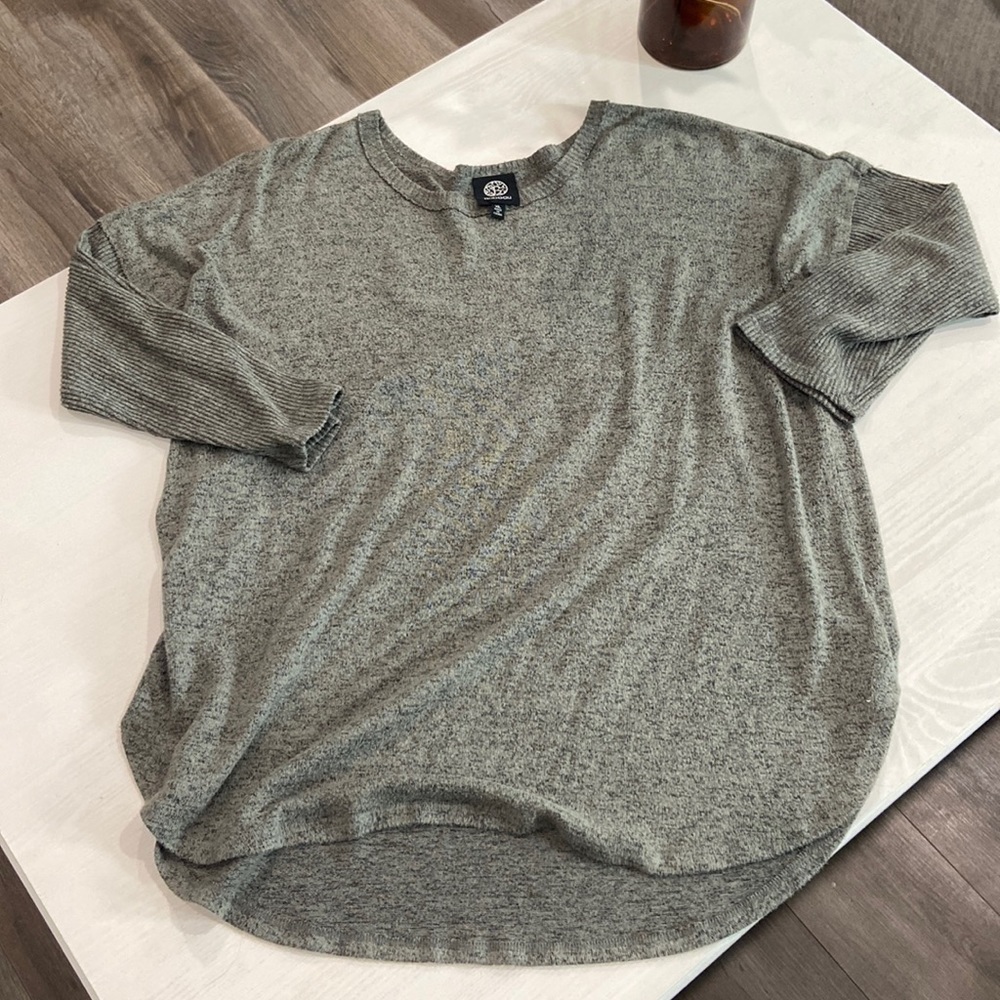 Bobeau Bartie Hacci Ribbed Sleeve Knit Top, XL